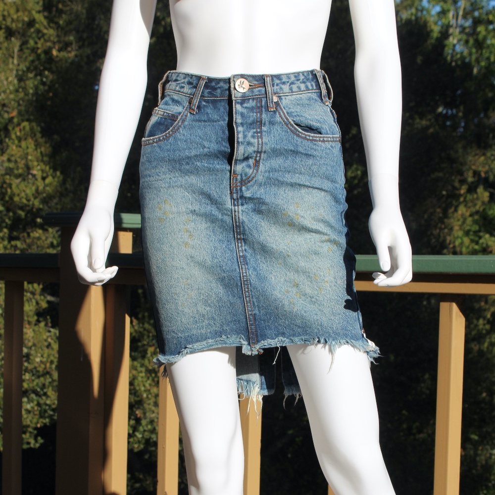 Denim Distressed Skirt